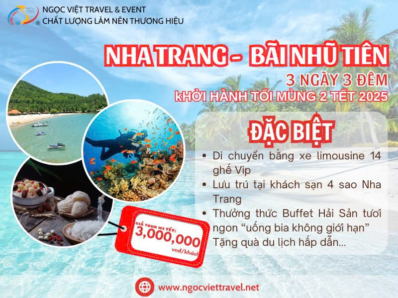 TOUR NHA TRANG  – DU NGOẠN ĐẢO 3N2Đ - TẾT ÂM LỊCH