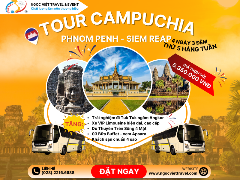 TOUR CAMPUCHIA - SIEM REAP - PHNOM PENH - XE VIP LIMOUSINE