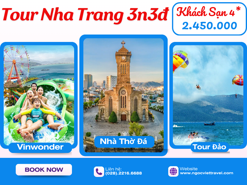 TOUR NHA TRANG 3 NGÀY - KHÁCH SẠN 4 SAO - TẶNG BUFFET HẢI SẢN + UỐNG BEER KHÔNG GIỚI HẠN