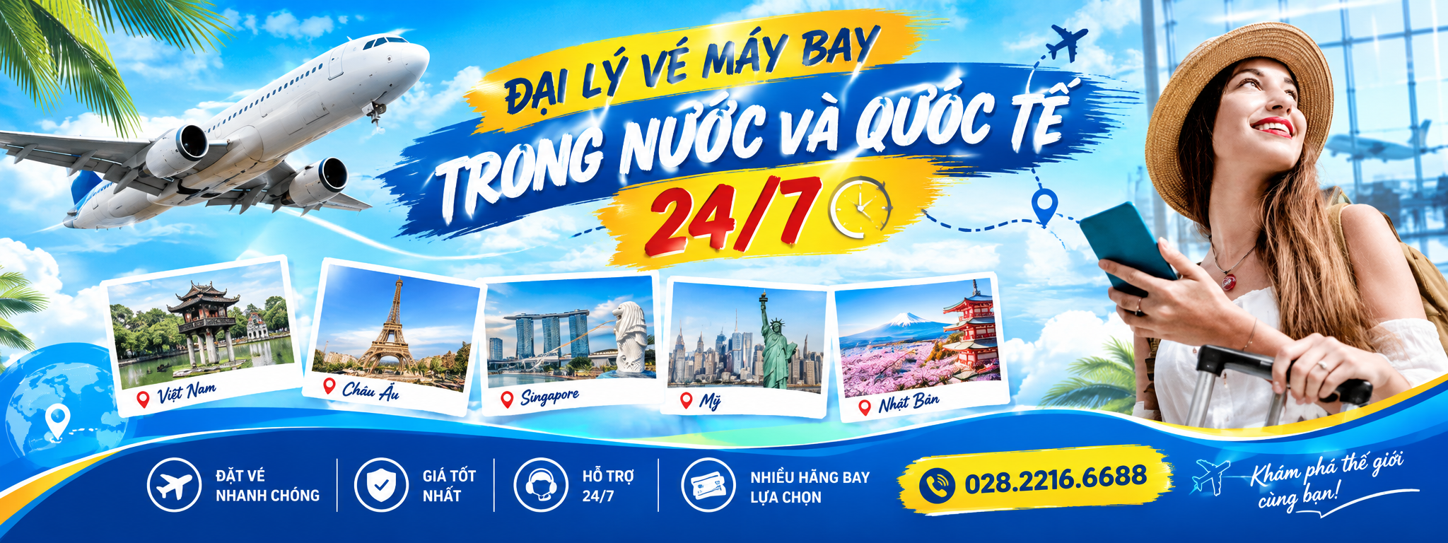 ĐẠI LÝ VÉ MÁY BAY TRONG NƯỚC VÀ QUỐC TẾ 24/7